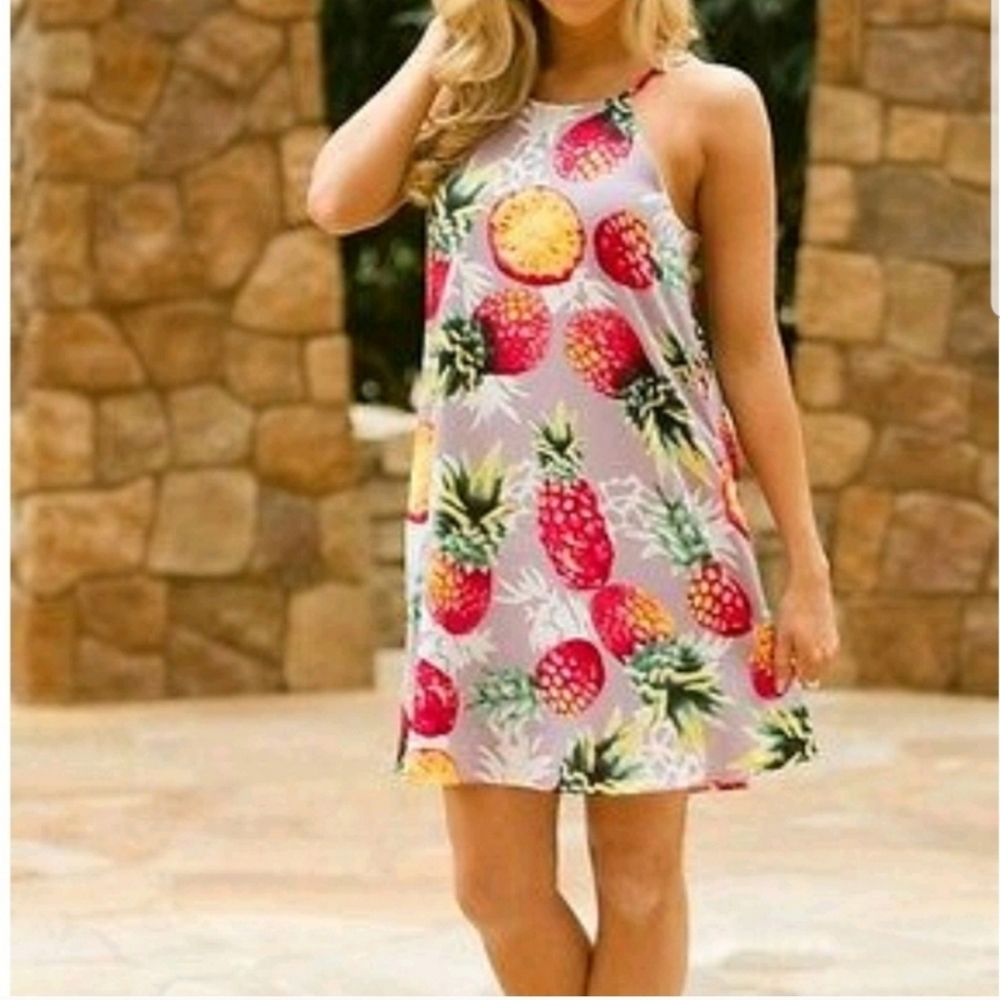 Entro Lavender Pineapple Halter Dress/Tunic